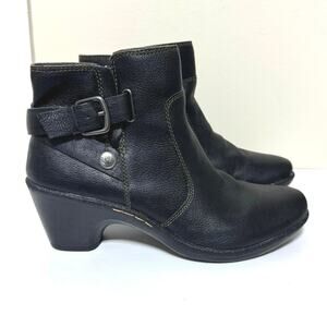 Montana Women’s Leather Side Zip Buckle & Button Accent Ankle Boots 10 M Black
